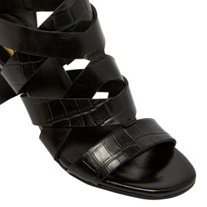 Carl Scarpa Basilica Black Croc Leather Strappy Sandals